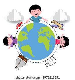 Children help save the world, volunteer children caring for the environment, nature and ecological protection Cartoon art concept  illustration
 - Powered by Shutterstock