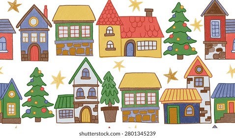Children illustration and crayons