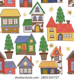 Children illustration and crayons