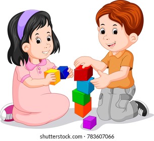 7,502 Kid playing wooden blocks Stock Illustrations, Images & Vectors ...