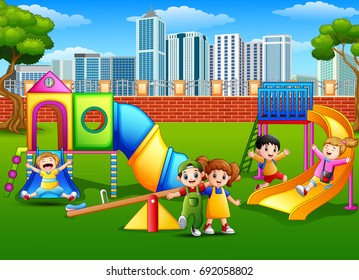 Children Playing Playground Stock Illustration 692058802 | Shutterstock