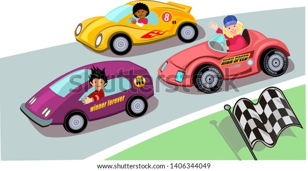 Children Speed Racing.\
Cartoon speed\
car