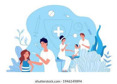 Children vaccination. Pediatrician, baby medical healthcare. Vaccine polio and flu for kids. Medication and health protection concept - Powered by Shutterstock