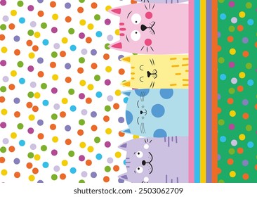 Children's barred prints varied objects such as butterflies, kittens and polka dots in the background, colorful