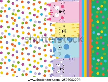 Children's barred prints varied objects such as butterflies, kittens and polka dots in the background, colorful