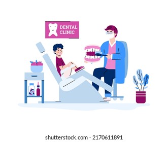 Childrens Dental Office Dentist Explaining Rules Stock Illustration ...