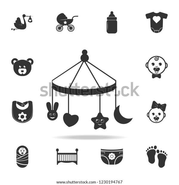 Children\'s diapers,\
a toy over the crib icon. Set of child and baby toys icons. Web\
Icons Premium quality graphic design. Signs and symbols collection,\
simple icons for\
websites