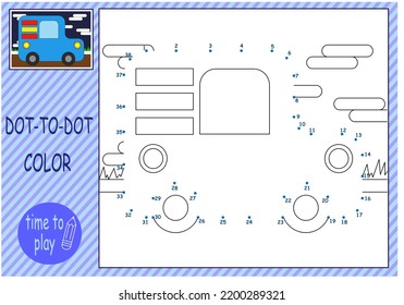 Children's Educational Game. Logical Tasks. Mathematics. Coloring Book. Connect The Dots. Car.	
