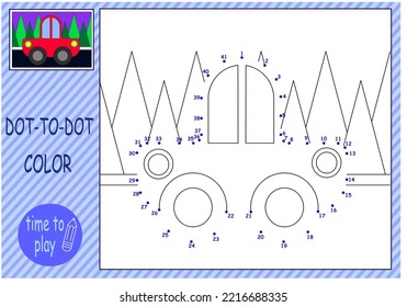 Children's Educational Game. Logical Tasks. Mathematics. Coloring Book. Connect The Dots. Car.	
