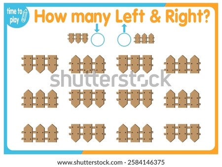 children's educational game, tasks. count how many elements will be placed on the right and how many on the left. cat. animal.