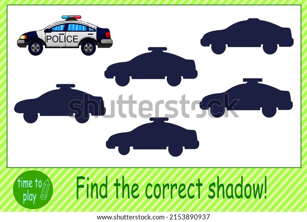 children\'s\
educational game, tasks. find the correct shadow. cars, tractor,\
ship, ambulance, fire truck, police\
car.	\
