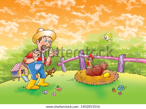 Childrens Fairy Tales Golden Egg Stock Illustration 1402855016