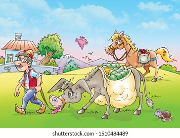 Childrens Fairy Tales Horse Donkey Stock Illustration 1510484489 ...