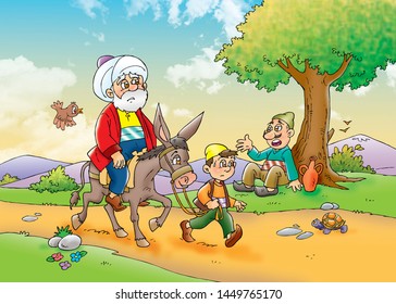 Childrens Fairy Tales Nasreddin Hodja Stock Illustration 1449765170 ...