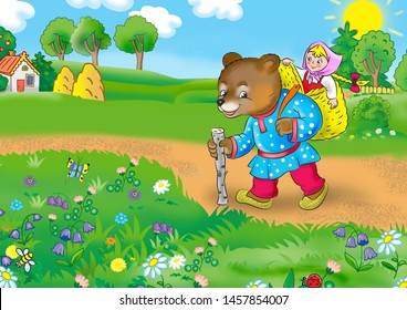 children's illustration - Masha and the Bear