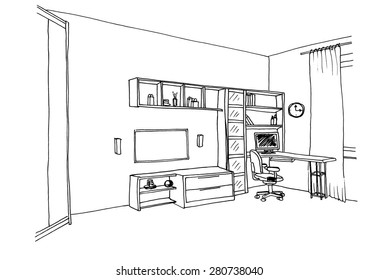 Kids Bedroom Sketch Images Stock Photos Vectors