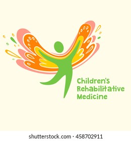 Childrens Rehabilitation Medicine. Logo Depicting The Silhouette Of A Healthy, Happy Child.