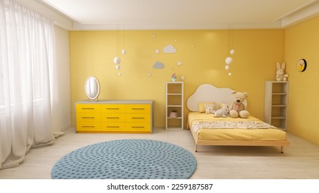 Children's room interior, 3d render, 3d illustration