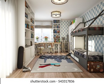 Children's room in provence style. 3d render