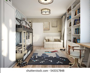 Children's room in provence style. 3d render