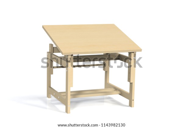 Childrens Small Wooden Table On White Stock Illustration 1143982130