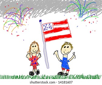 Child's drawing of American patriotism - Powered by Shutterstock