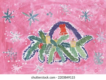 Child's Drawing Of A Christmas Wreath