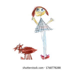 child's drawing girl 