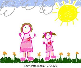 Child's drawing of her & mom Child's drawing of her & mom