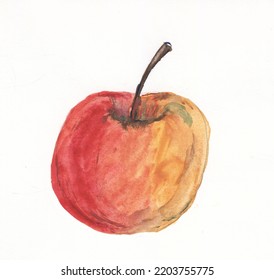 Child's Drawing Of A Red-yellow Apple