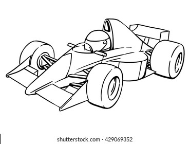 Coloring Page Isolated Racing Car Illustration Stock Illustration ...