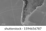 Chile area on the grayscale elevation map in the stereographic projection - main composition