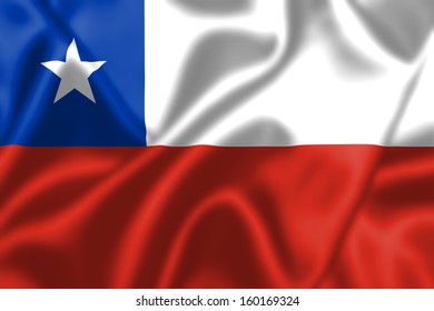 Chile flag blowing in the wind. Background texture.