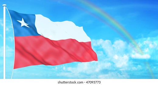 Chile flag on beautiful sky background - Powered by Shutterstock