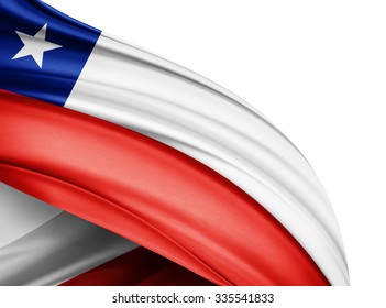 Chile   flag of silk with copyspace for your text or images and white background