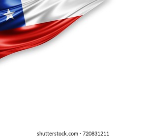 Chile flag of silk with copyspace for your text or images and white background -3D illustration