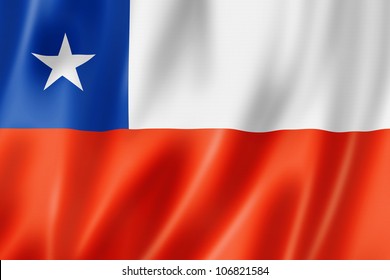Chile flag, three dimensional render, satin texture