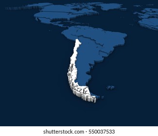 Chile Map 3D Illustration