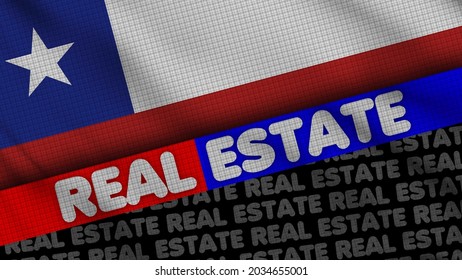 Chile Wavy Fabric Flag, Real Estate Title, 3D Illustration