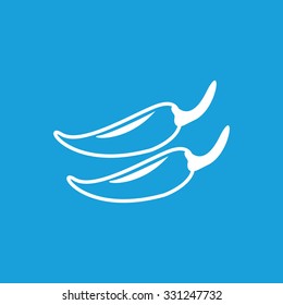 Chili pepper icon, white simple image isolated on blue background