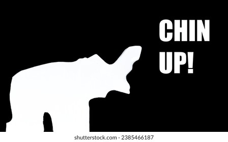 Chin up text background. Be confident, be yourself concept. White elephant vector on black. - Powered by Shutterstock