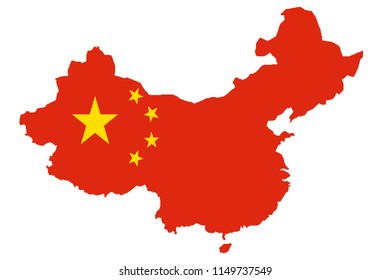 China 3D Map With Flag Background. 