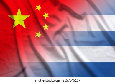 China And Cuba State Flag International Negotiation CUB CXR Banner Country Cuba China Patriotism. 2d Image