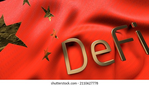 China DeFi Decentralized Fintech Technology 3d Illustration