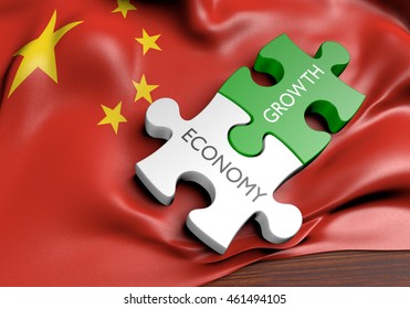 China Economy And Financial Market Growth Concept, 3D Rendering