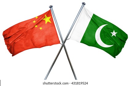China Flag With Pakistan Flag, 3D Rendering