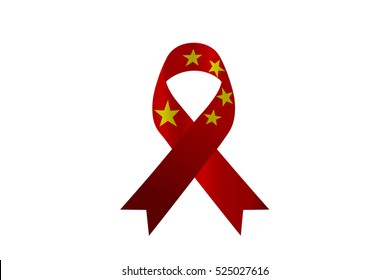CHINA Flag Ribbon - Shutterstock ID 525027616