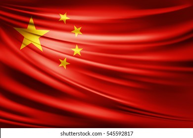 China Flag Of Silk -3D Illustration