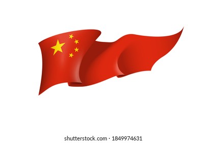 China Flag State Symbol Isolated On Background National Banner. Greeting Card National Independence Day Of The Peoples Republic Of China. Illustration Banner With Realistic State Flag Of PRC.