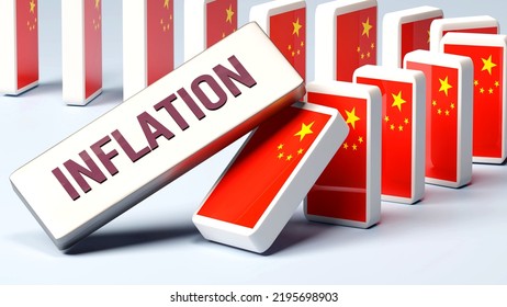 China And Inflation, Causing A National Problem And A Falling Economy. Inflation As A Driving Force In The Possible Decline Of China.,3d Illustration